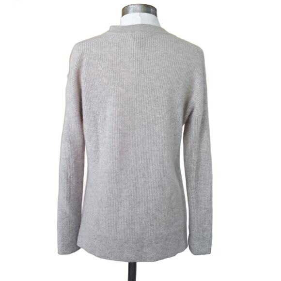C by BLOOMINGDALE'S Cashmere Sweater RIbbed Laced Shoulders Medium Warm Gray - Picture 4 of 9